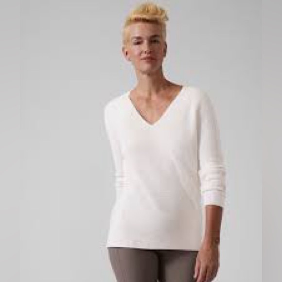 Athleta Hanover V-Neck Sweater Ivory / Cream - Picture 3 of 10